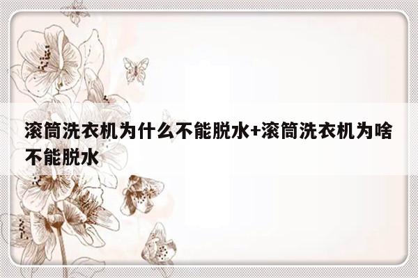 滚筒洗衣机为什么不能脱水+滚筒洗衣机为啥不能脱水