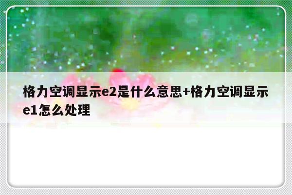 格力空调显示e2是什么意思+格力空调显示e1怎么处理