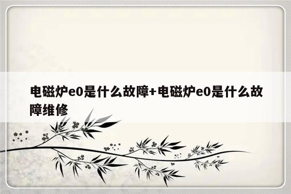 电磁炉e0是什么故障+电磁炉e0是什么故障维修
