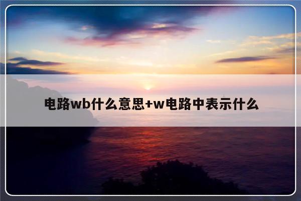 电路wb什么意思+w电路中表示什么