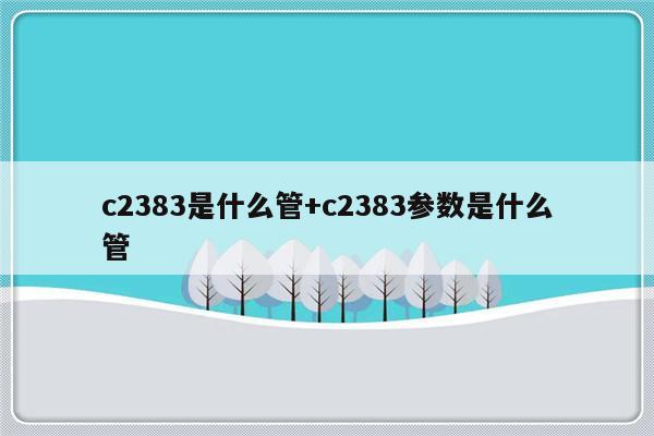 c2383是什么管+c2383参数是什么管