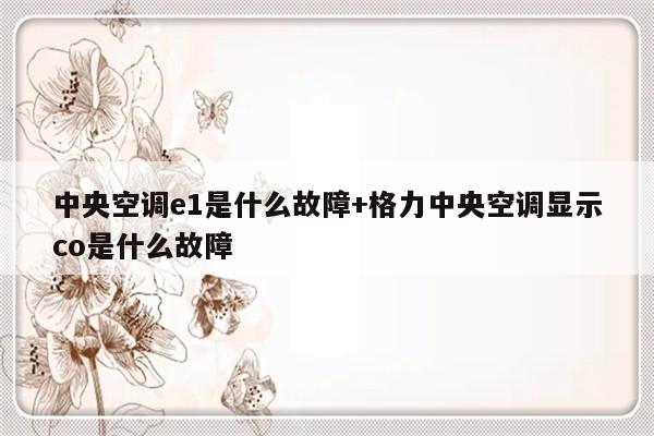 中央空调e1是什么故障+格力中央空调显示co是什么故障