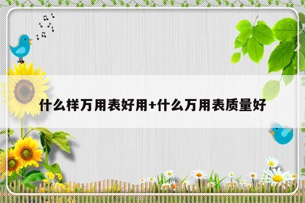 什么样万用表好用+什么万用表质量好