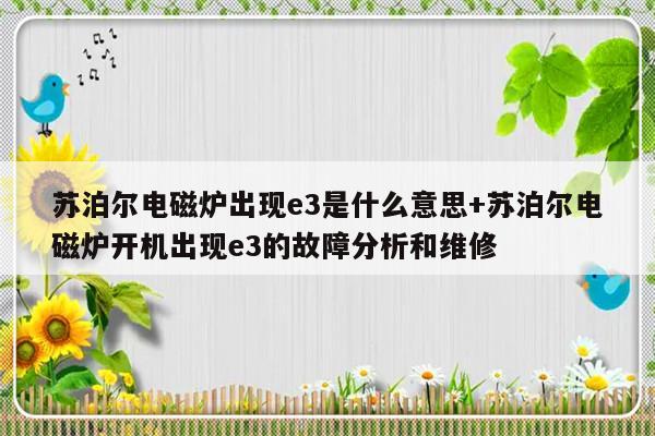 苏泊尔电磁炉出现e3是什么意思+苏泊尔电磁炉开机出现e3的故障分析和维修