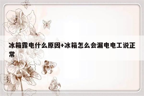 冰箱露电什么原因+冰箱怎么会漏电电工说正常
