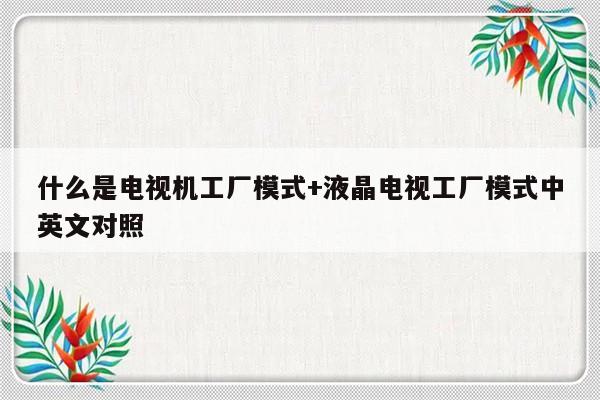 什么是电视机工厂模式+液晶电视工厂模式中英文对照