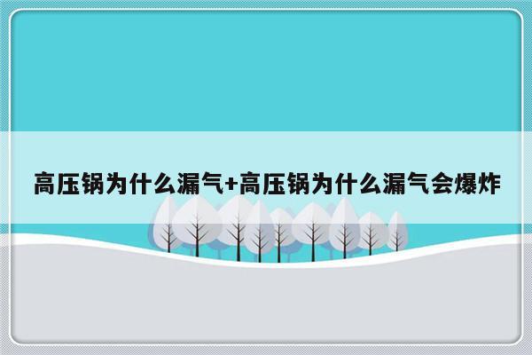 高压锅为什么漏气+高压锅为什么漏气会爆炸