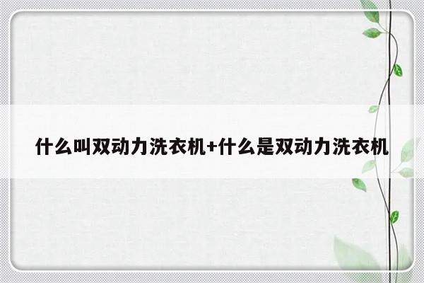 什么叫双动力洗衣机+什么是双动力洗衣机