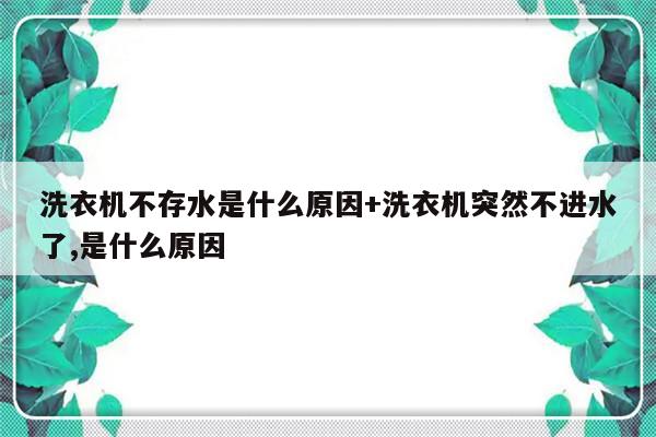 洗衣机不存水是什么原因+洗衣机突然不进水了,是什么原因