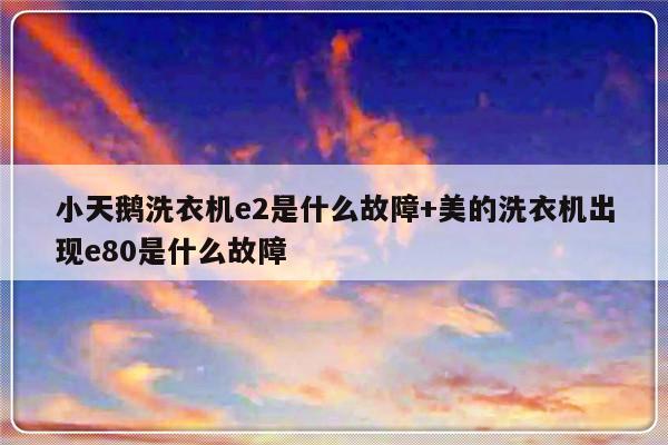 小天鹅洗衣机e2是什么故障+美的洗衣机出现e80是什么故障