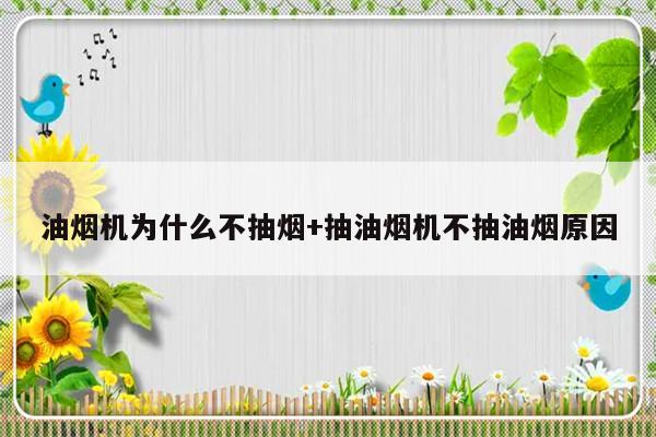 油烟机为什么不抽烟+抽油烟机不抽油烟原因