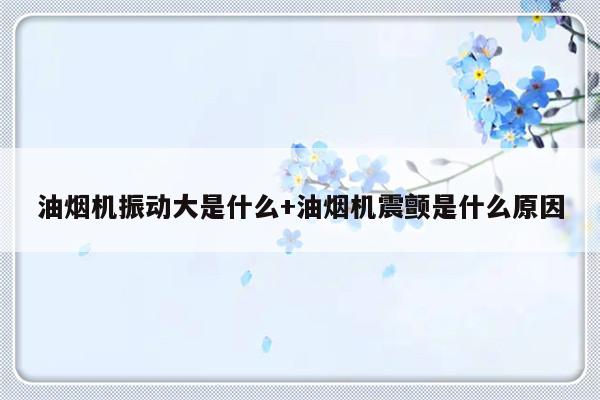 油烟机振动大是什么+油烟机震颤是什么原因