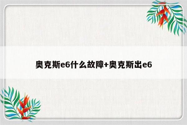 奥克斯e6什么故障+奥克斯出e6